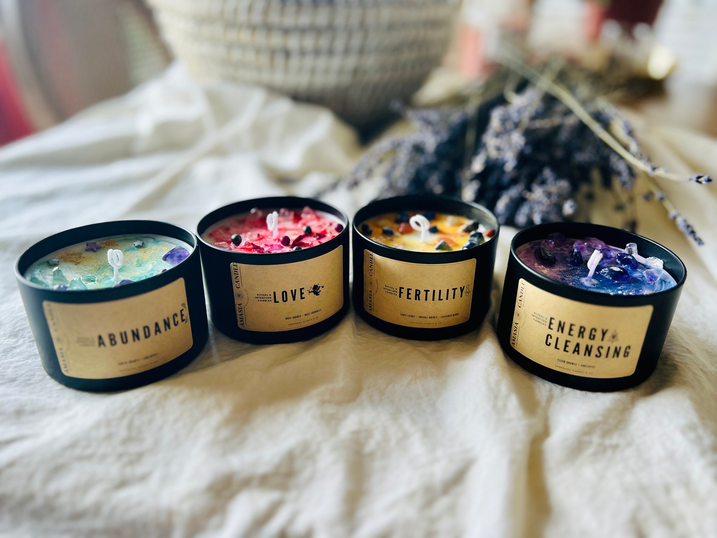 FERTILITY Candle for Pregnancy Ritual & Intention Candles Lapis Lazuli for Infertility Ritual