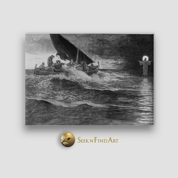 Sketch of Jesus | Storm on the Sea of Galilee | 耶稣水上素描 | Boceto de Jesús sobre el agua | 水上のイエスのスケッチ | Jesus-Skizze auf dem Wasser