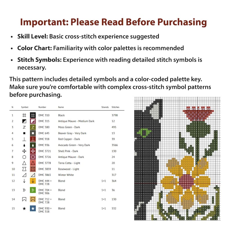 Cat Lover Cross Stitch Pattern | Symbol Chart Instruction | Multi-color ...