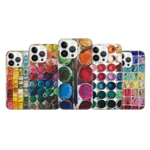 Custodia per telefono con tavolozza di acquerelli, set di colori per iPhone 14 13 12 Pro 11 XR 8 7, Samsung S23 S22 A73 A53 A13 A14 S21 Fe S20, Pixel 7 6A