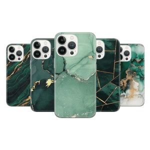 Green marble Phone Case Gold Cover for iPhone 14 13 12 Pro 11 XR 8 7, Samsung S23 S22 A73 A53 A13 A14 S21 Fe S20, Pixel 7 6A