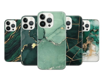 Green marble Phone Case Gold Cover for iPhone 14 13 12 Pro 11 XR 8 7, Samsung S23 S22 A73 A53 A13 A14 S21 Fe S20, Pixel 7 6A
