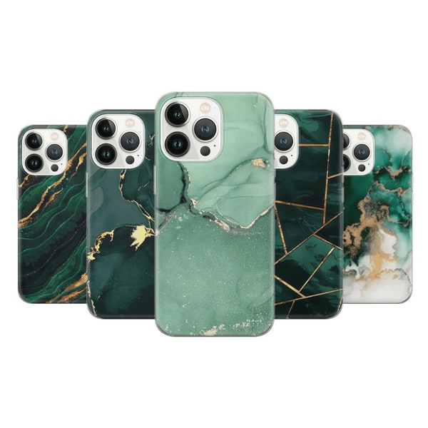 Groen marmer telefoonhoesje gouden cover voor iPhone 14 13 12 Pro 11 XR 8 7, Samsung S23 S22 A73 A53 A13 A14 S21 Fe S20, Pixel 7 6A