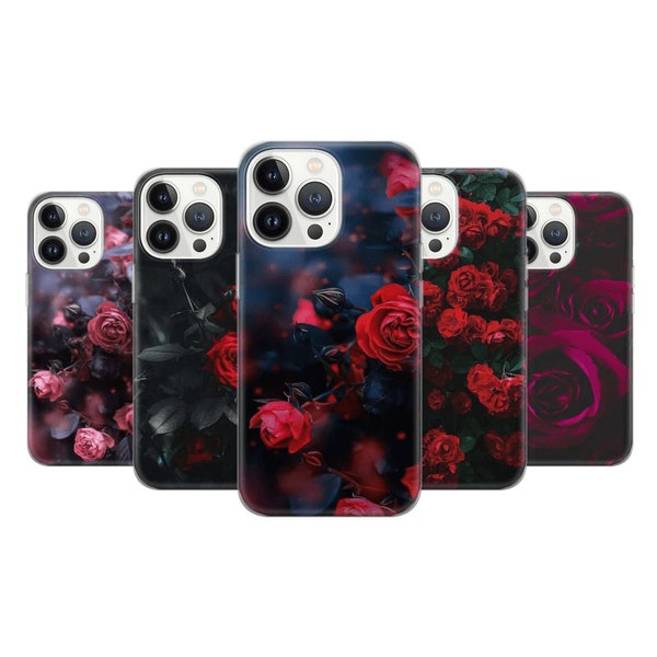 Roses Phone Case Red roses Cover for iPhone 14 13 12 Pro 11 XR 8 7, Samsung S23 S22 A73 A53 A13 A14 S21 Fe S20, Pixel 7 6A