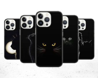 Black cat Phone Case Pet Cover for iPhone 14 13 12 Pro 11 XR 8 7, Samsung S23 S22 A73 A53 A13 A14 S21 Fe S20, Pixel 7 6A