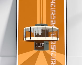 Coventry Round Cafe Art Print, Minimalist Brutalist Architecture