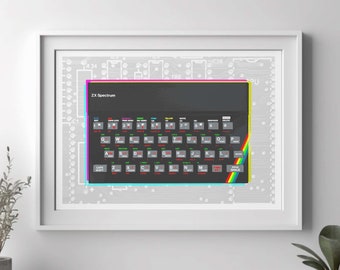 Sinclair Spectrum 48K Computer Art Print, Retro Gaming Room Decor