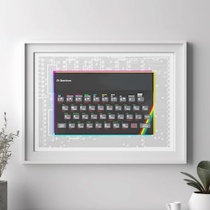 Retro 1980s Sinclair Spectrum 48K Computer Kunstdruck, Spectrum Retro Computer Gaming Room Art - Nostalgie für Technikbegeisterte
