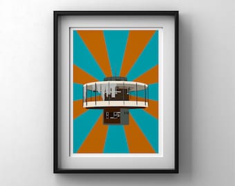 Coventry Round Cafe Teal Stripe Wall Art Print for Home