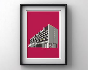 Brutalist Architecture Print of Coventry Hotel, Art Print For Modern House, Coventry Post War Architecture Art, Minimalist Architecture Art