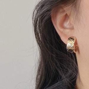 Clip On Earring Minimalism Hoop 14 Gold Plated | Non Pierced Ears | New Invisible Pain Free Clip Coil Design | Jewelry Gift