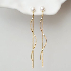 Clip On Earring 14K Gold Plated Natural Freshwater Pearl | Non Pierced Ears | New Pain Free Clip Coil Design