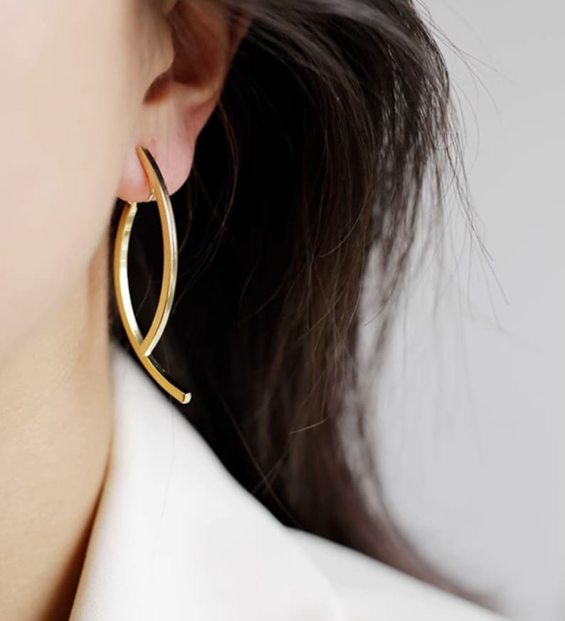 Clip On Earring Minimalism Hoop 14 Gold Silver Plated Non image 2