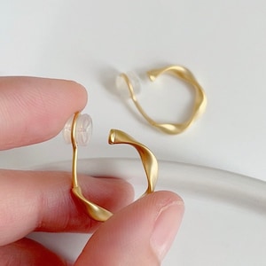 Clip On Earrings Hoop Silver/Gold Twisted Invisible Non Pierced Ears Huggie Hoops Minimalist Clips Pain Free Clip Coil Design Jewelry image 6