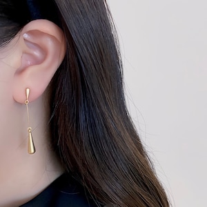 Clip On Earring Minimalism Dangle Gold Silver Plated | Non Pierced Ears | New Invisible Pain Free Clip Coil Design | Jewelry Gift