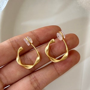 Clip On Earrings Hoop Silver/Gold Twisted Invisible Non Pierced Ears Huggie Hoops Minimalist Clips Pain Free Clip Coil Design Jewelry image 8