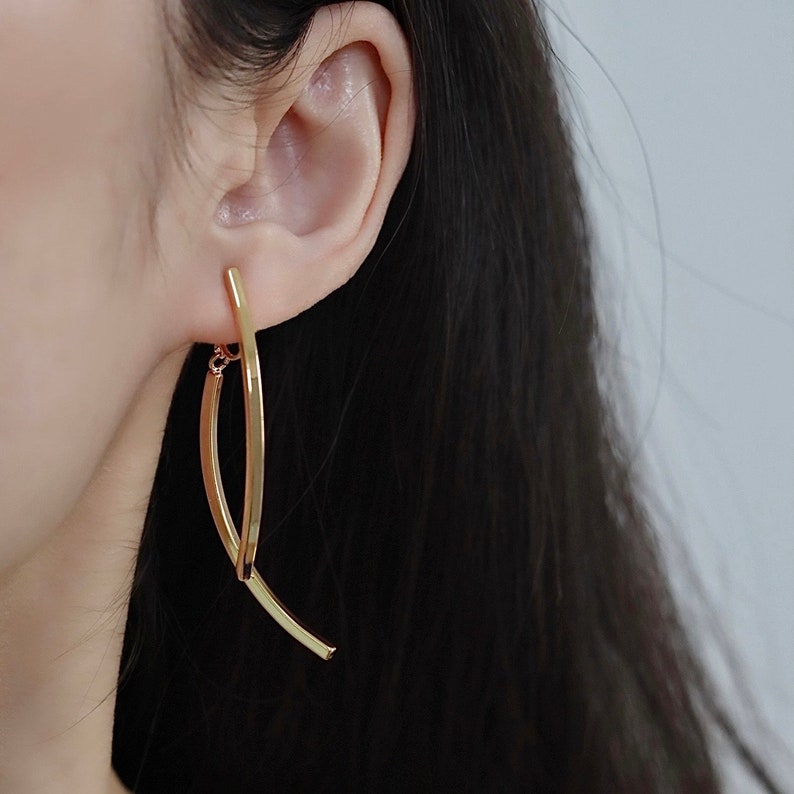 Clip On Earring Minimalism Hoop 14 Gold Silver Plated Non image 3