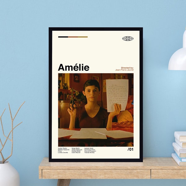 Amélie Poster, Amélie Print, Jean-Pierre Jeunet, Retro Movie Poster, Modern Poster, Retro Poster, Minimalist Art, Vintage Poster, Wall Decor