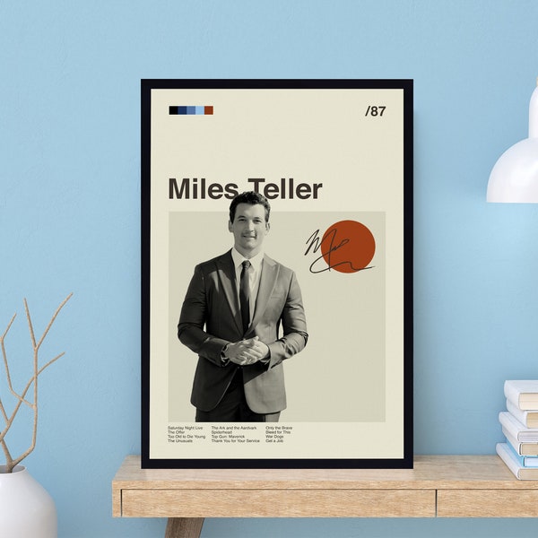 Vintage Miles Teller Poster, Mid Century Art, Minimalist Art, Retro Poster, Modern Art Print, Custom Poster, Classic Poster, Home Decor