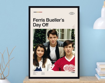 Ferris Bueller's Day Off Poster, John Hughes, Retro Movie Poster, Minimalist Art, Vintage Poster, Modern Art, Wall Decor, Home Decor