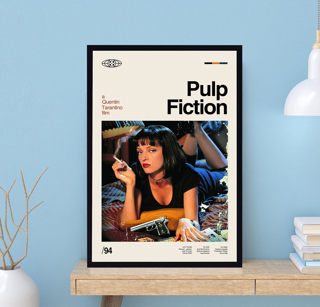 Pulp Fiction Poster, Quentin Tarantino, Pulp Fiction Print, Retro
