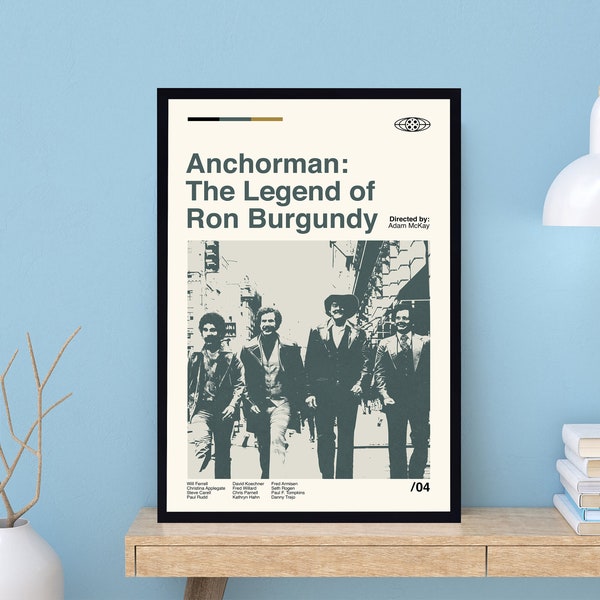 Anchorman The Legend Of Ron Burgundy Poster, Minimalist Movie Poster, Vintage Retro Art Print, Custom Poster, Wall Art Print, Home Decor