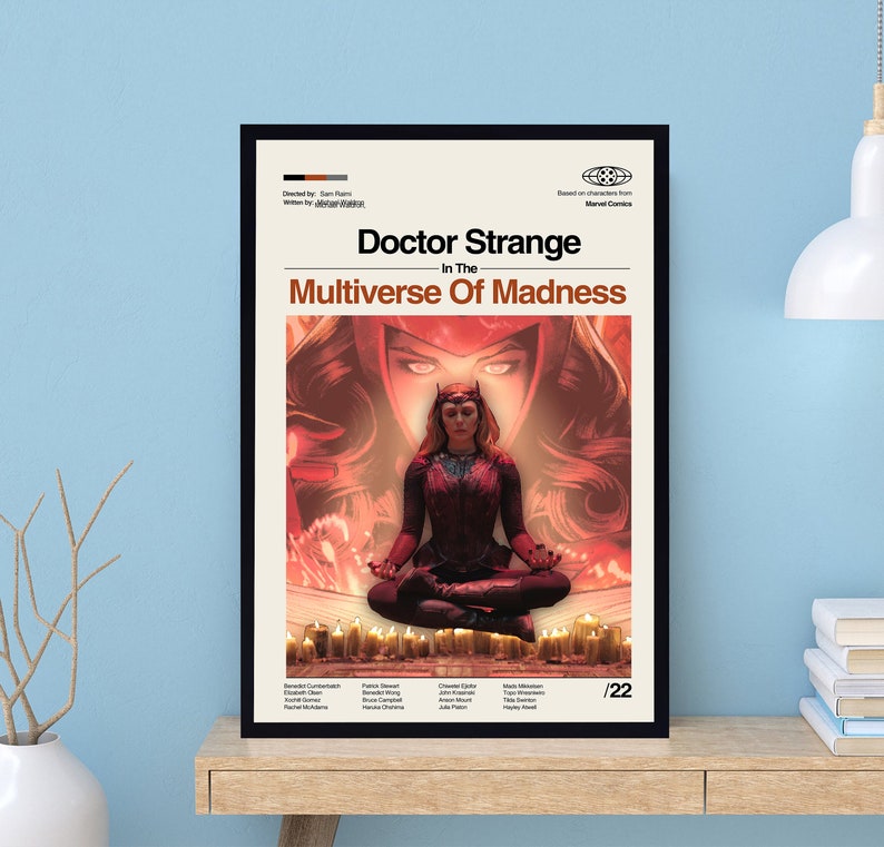Doctor Strange In The Multiverse Of Madness Poster, Midcentury Art, Minimalist Art, Movie Poster, Vintage Poster, Modern Poster, Wall Art image 3