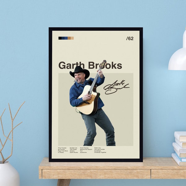 Vintage Garth Brooks Poster, Mid Century Art, Minimalist Art, Retro Poster, Modern Art Print, Custom Poster, Classic Poster, Home Decor