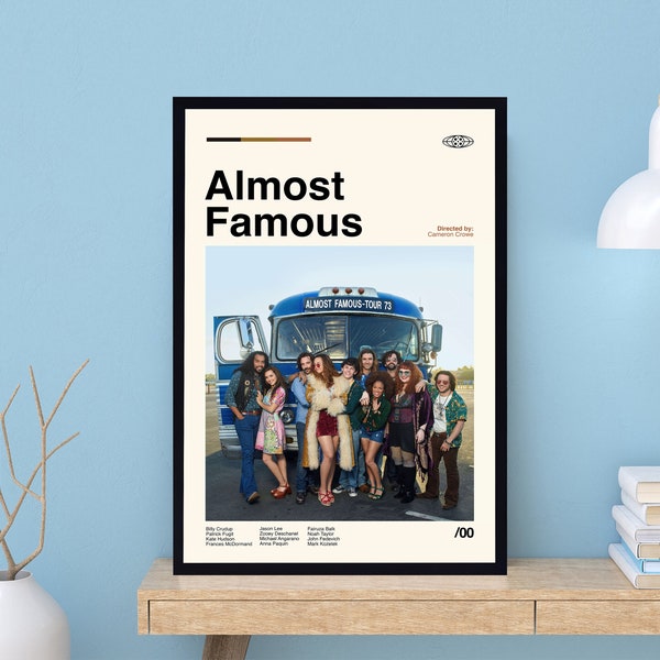 Almost Famous Poster, Cameron Crowe, Almost Famous Print, Midcentury Art, Minimalist Art, Movie Poster, Retro Poster, Modern Art, Wall Art