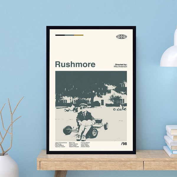 Rushmore Poster, Rushmore Movie, Wes Anderson, Wall Art Print, Minimalist Movie, Modern Vintage, Minimalist Poster, Vintage Art