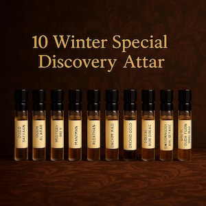 10 zimowych, specjalnych odkryć Attar | Bezalkoholowe olejki perfumowane Oud | Ciepłe, korzenne zapachy | Uniseksowy arabski Attar | Próbnik w fiolce 1 ml