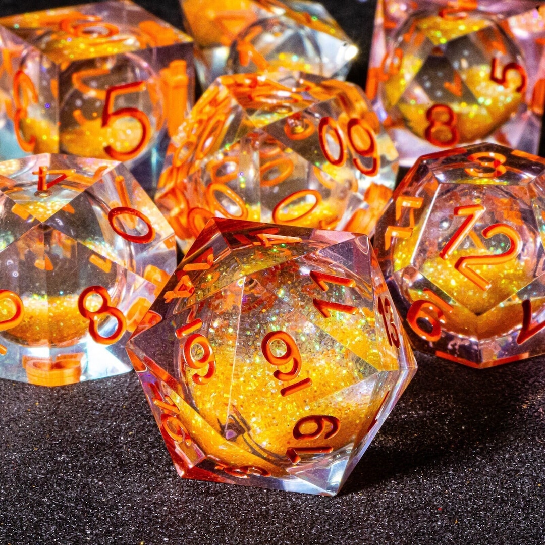 Orange Liquid Core Dice Set Dnd Dice Set Liquid Core for Dnd Etsy UK