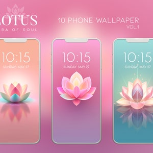 Lotus Aura Phone Wallpaper Vol.1, Smartphone Lotus Wallpaper Set, iPhone Aesthetic Background, Minimalistic iPhone Wallpaper, Nature Flower