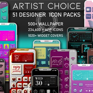 Icon Pack Theme bundle | 51 Designer Icon Packs for iOS and Android | Aesthetic Wallpapers & Widgets | 234,600+ icons |  phone icons