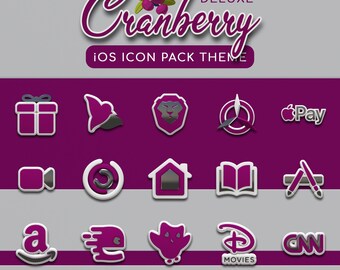 CRANBERRY iPhone icon pack, iOS Theme, App Icons, Icon Pack Set, iOS 16 Icons, iPhone icons, icon pack for ipad, iPhone theme, iOS icon pack