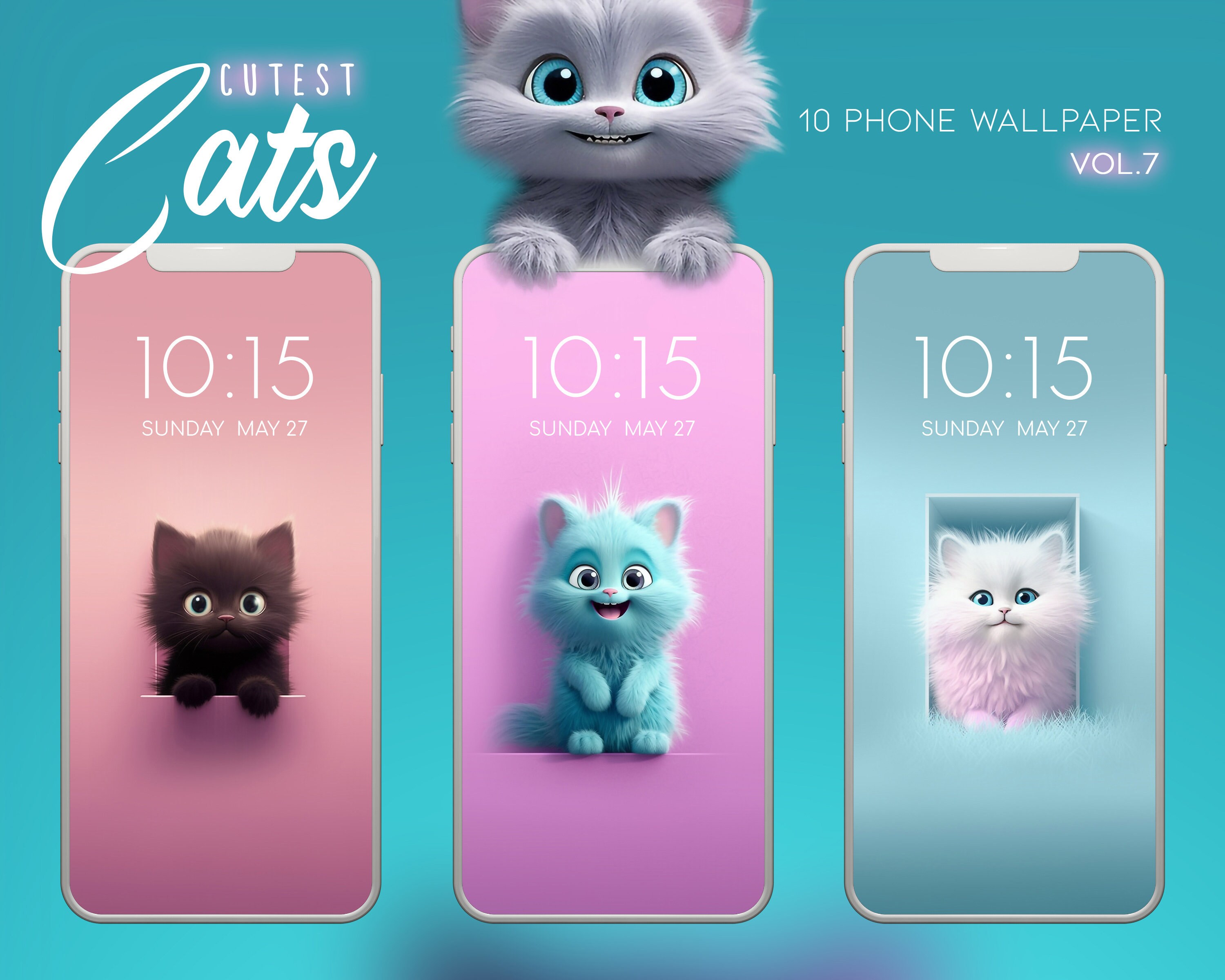 4K Cute Kawaii Anime Cat Phone Wallpaper Bundle, iPhone Cute Cat Ramen ...