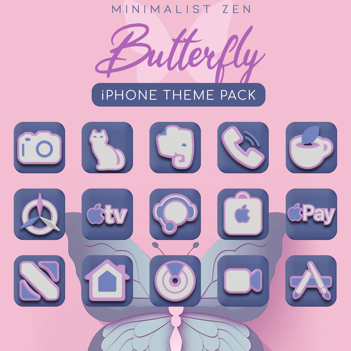 Butterfly Ios Icon Pack, Ios Theme, App Icons, Icon Pack Set, Ios 16 ...