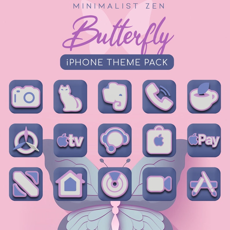 Butterfly Ios Icon Pack, Ios Theme, App Icons, Icon Pack Set, Ios 16 ...