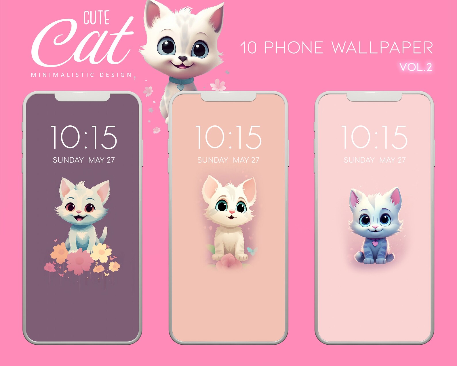 4K Top Anime Cat Phone Wallpaper Bundle, iPhone Kawaii Cute Cat ...
