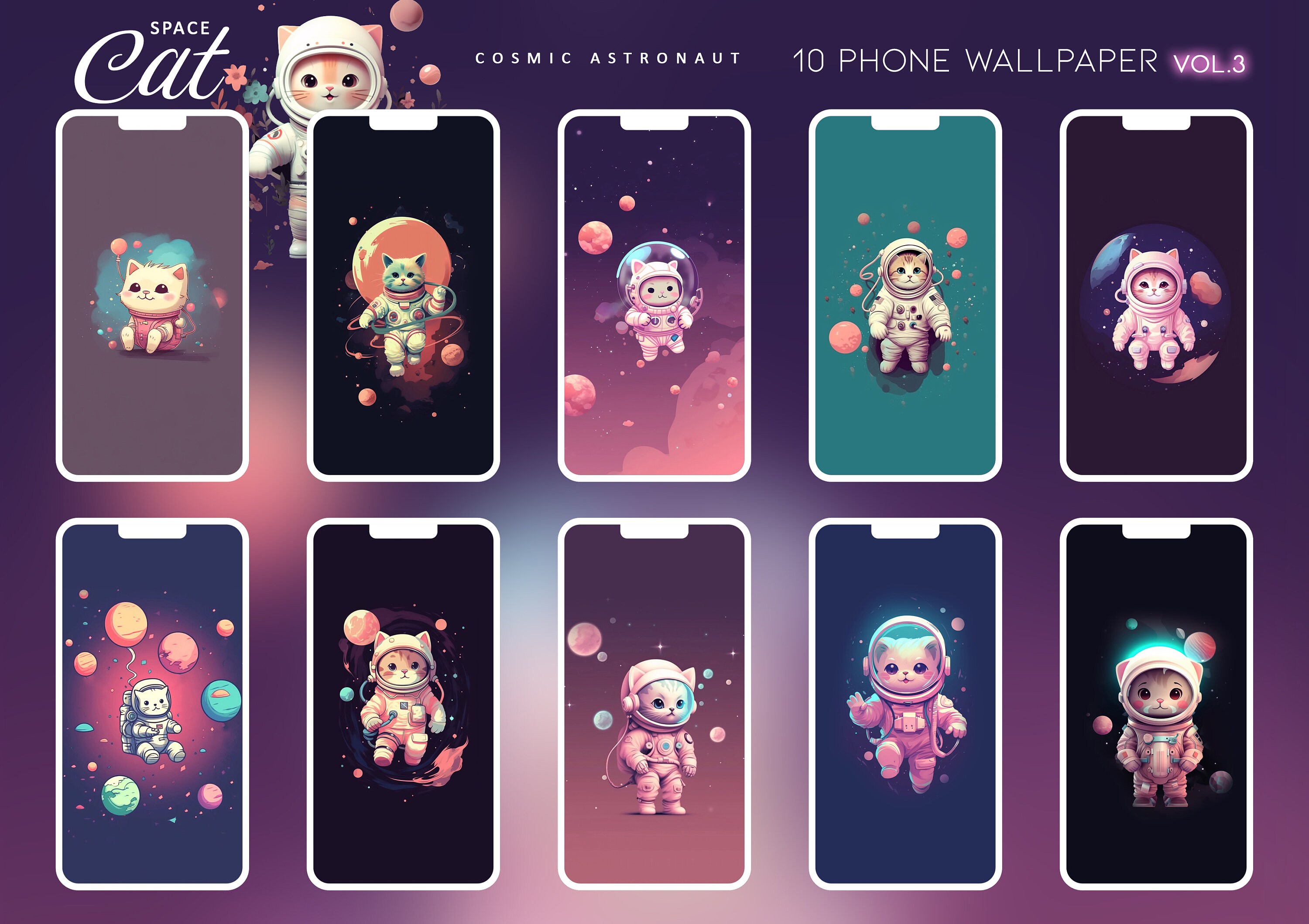 4K Cute Kawaii Anime Cat Phone Wallpaper Bundle, iPhone Cute Cat Ramen ...