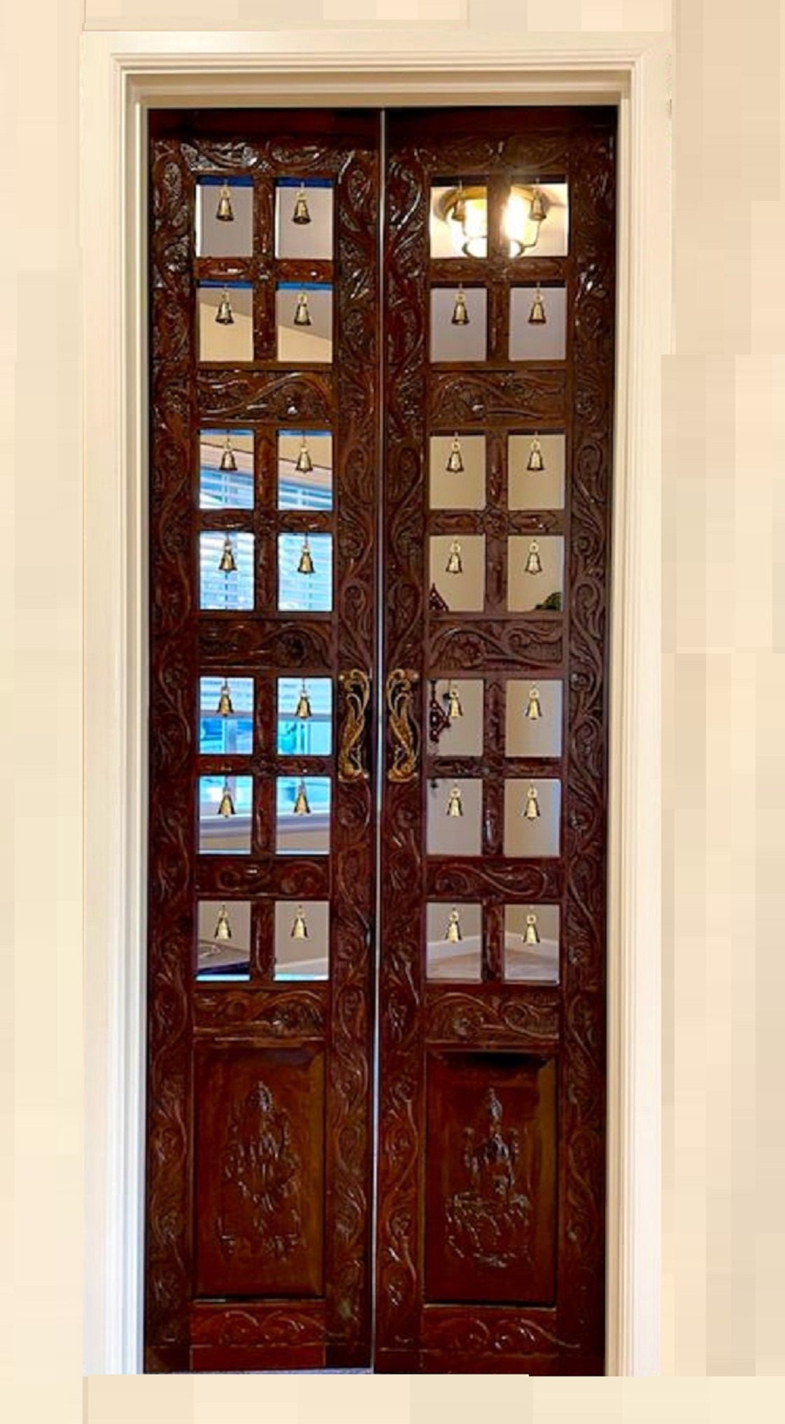Pooja Room Door Indian Handmade Teak Wood Temple Door God Room Etsy