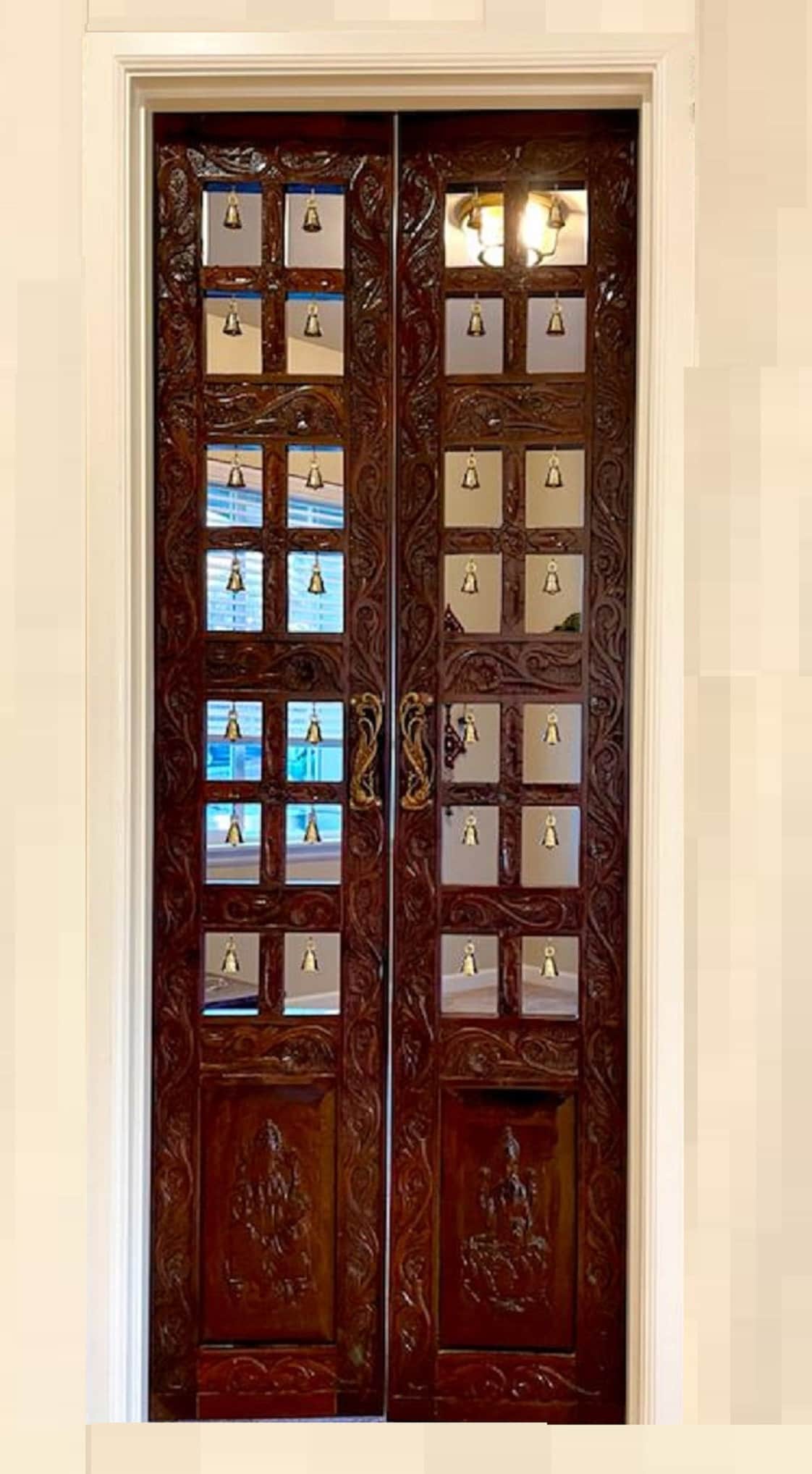 Pooja Room Door Indian Handmade Teak Wood Temple Door God Room Door Temple Etsy
