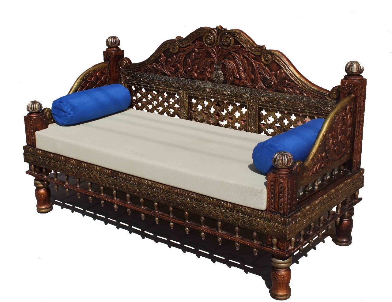 Indian Carved Painted Sofa / Handmade Sofa /wooden Sofa With Cushion - Etsy