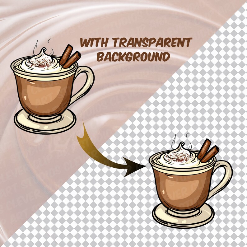 Varm choklad Clipart-paket Varm choklad PNG-paket Söt varm chokladkaka Kopp Mugg Marshmallows Söt Kawaii Nedladdningsbar för chokladälskare bild 8