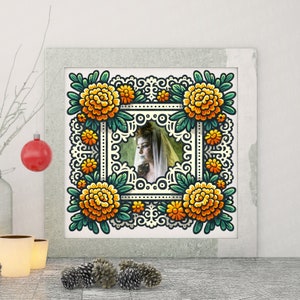 Cute Day Of The Dead Floral Frame Clipart Bundle Dia De Los Muertos Flower Frame PNG Traditional Mexican Halloween Frame Flower Border Frame image 2