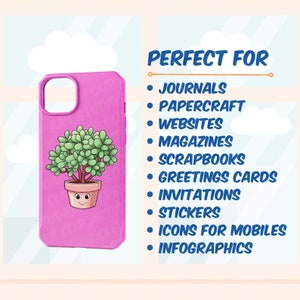 Cute Houseplant Clipart Collection Kawaii Potted Plants PNG Bundle Indoor House Plant Kawaii Cute Potted Indoor Plants Printable Houseplants image 8