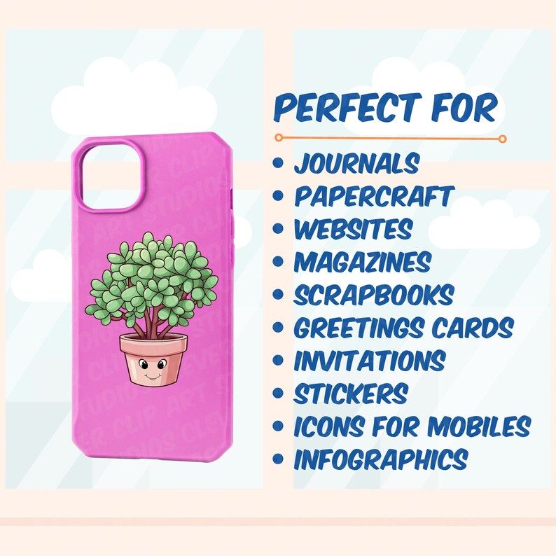 Cute Houseplant Clipart Collection Kawaii Potted Plants PNG Bundle Indoor House Plant Kawaii Cute Potted Indoor Plants Printable Houseplants image 8