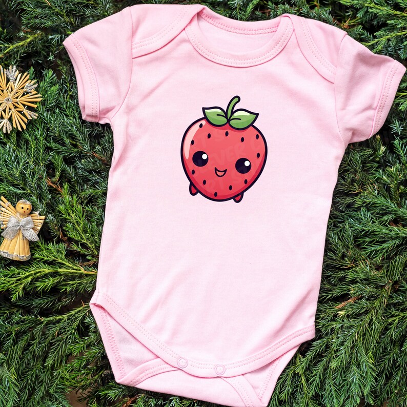 Söt Kawaii Frukt Clipart Bundle Akvarell Söt Frukt PNG Söt Sommarfrukt Set Transparent Tropiska Frukter Kawaii Jordgubb Citron Lime bild 2