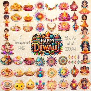 ハッピーディワリ インドの光の祭り クリップアート ヒンズー教のディワリの飾り かわいい PNG ディワリのライト ディヤ ガネーシャ ラクシュミ ランゴーリー 花火 クリップアート