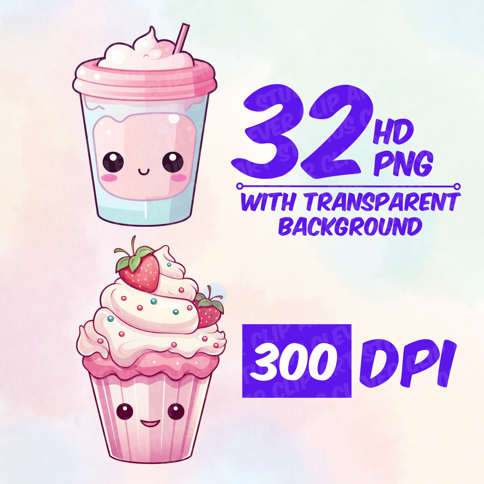 Cute Kawaii Birthday Clipart Bundle Kawaii Downloadable Birthday Art ...